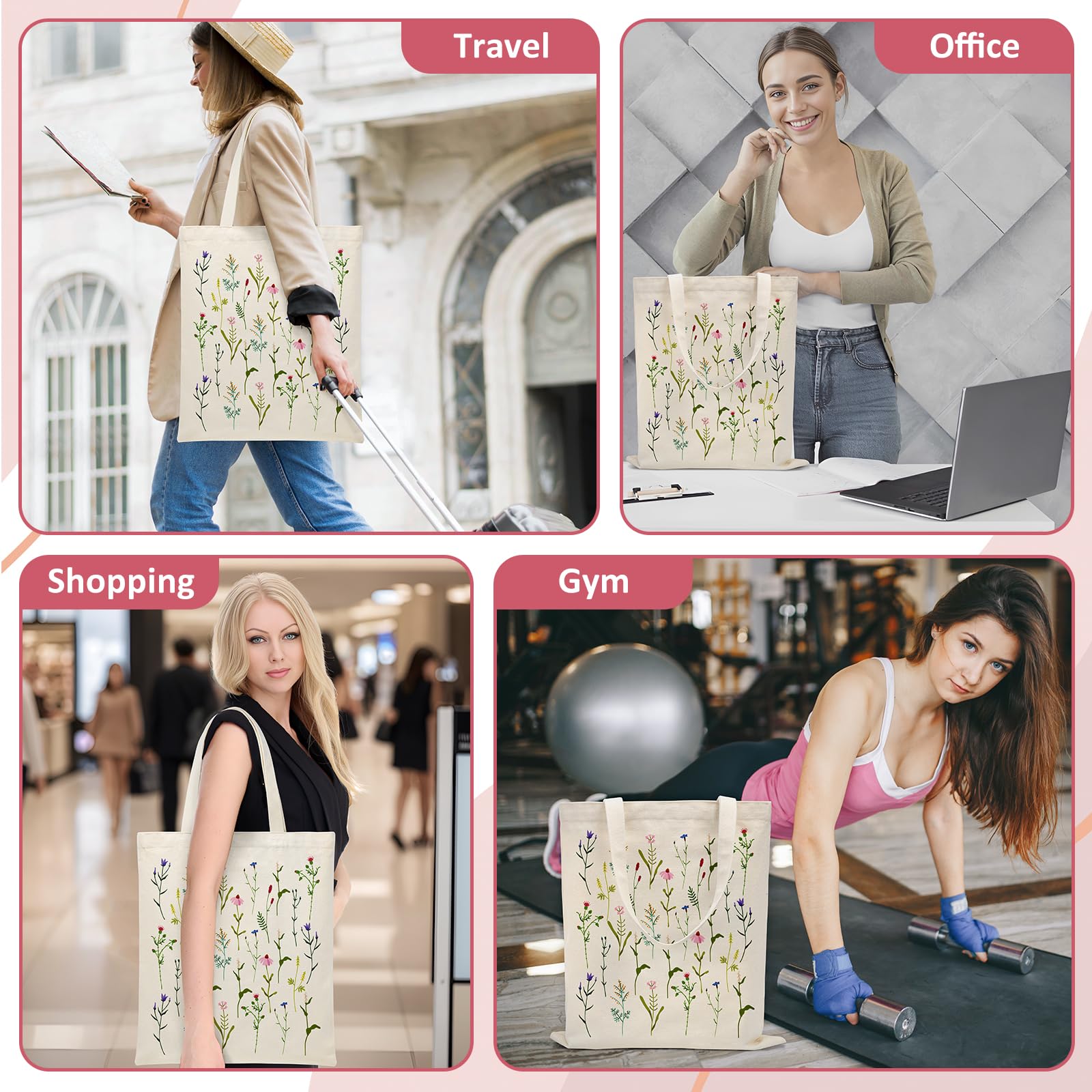 Stylish Nidoul Canvas Tote Bag with Zipper - Reusable Eco-Friendly Grocery & Beach Bag for Women - Perfect for Shopping, Travel & Daily Use
