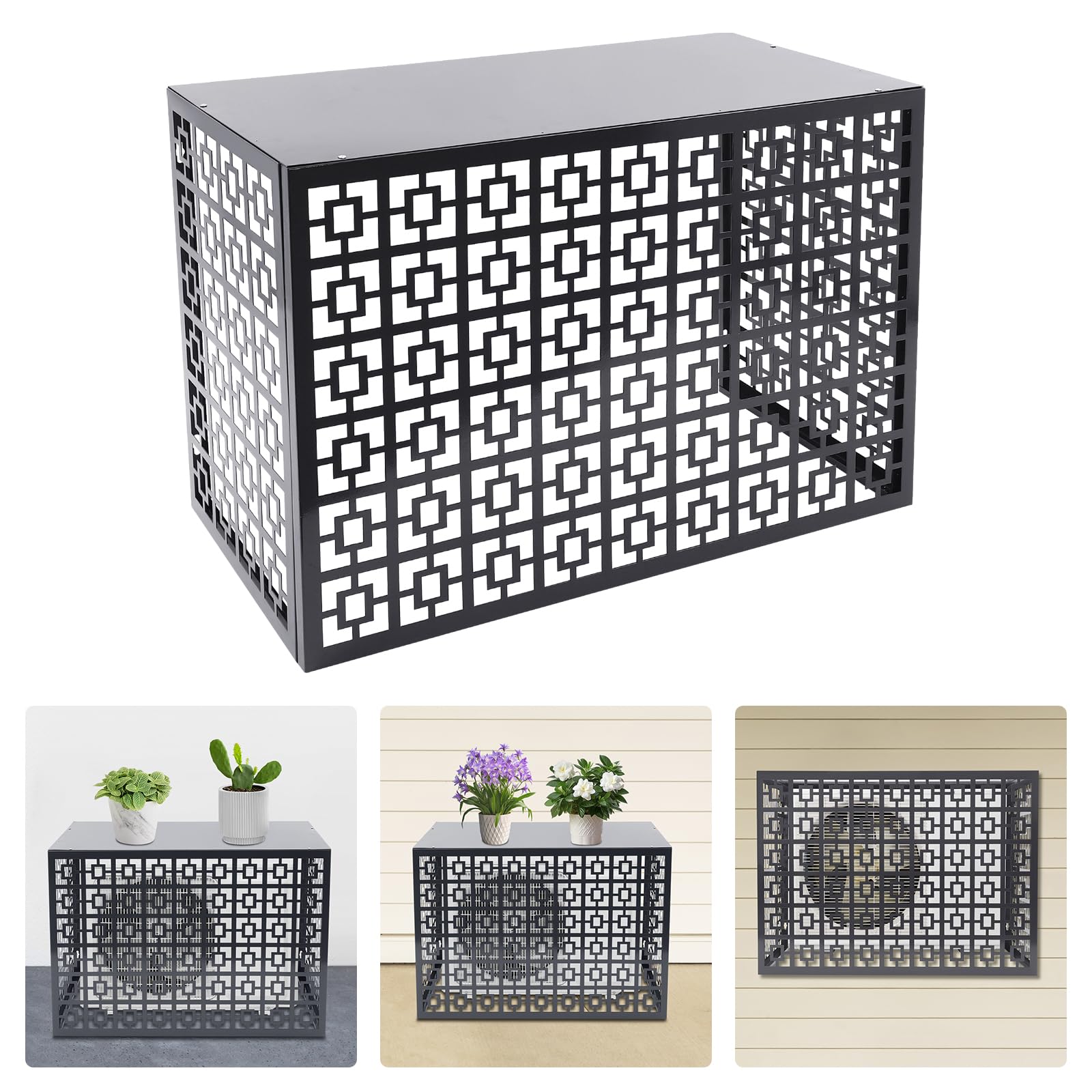 Gdrasuya10 Aluminum Air Conditioner Fence - Waterproof Outdoor AC Cover with 3 Metal Panels for 2-3P Units | Durable Privacy Screen for Home & Garden Protection