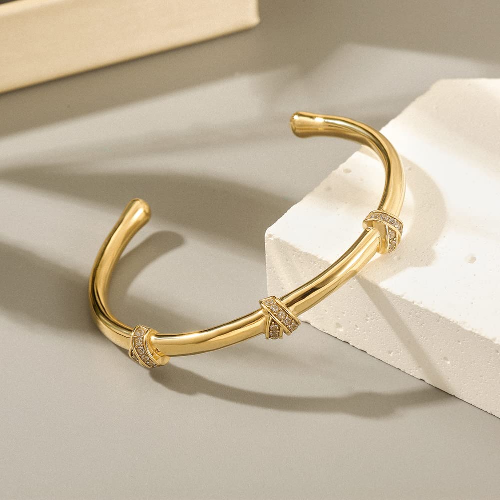 Stylish Love Knot Bangle Bracelet for Women & Men - Adjustable Open Cuff in Gold, Rose Gold & Silver | Stainless Steel Fashion Jewelry for Everyday Wear & Special Occasions