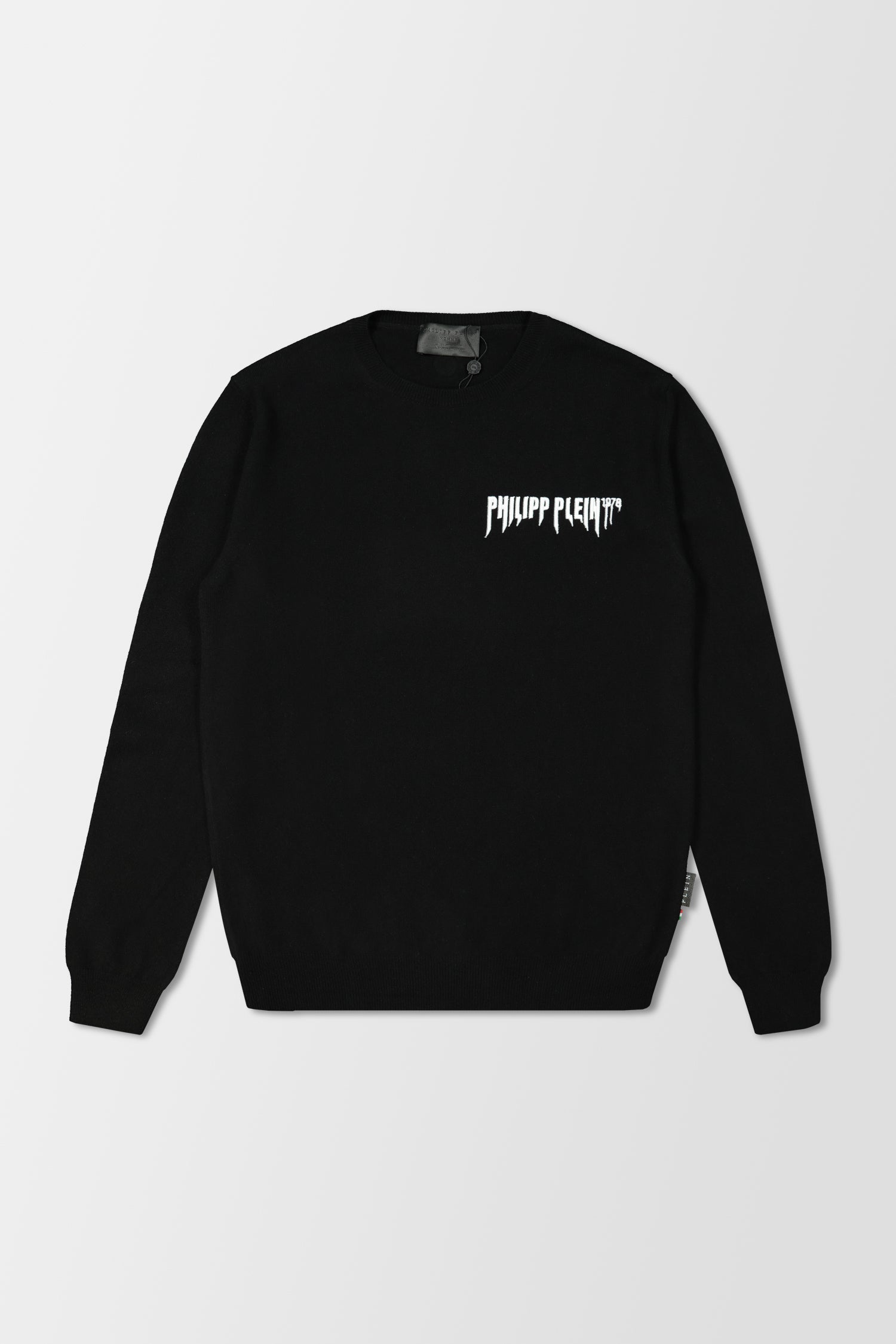 Philipp Plein Black Round Neck Long Sleeve Pullover Sweater for Men | Stylish Casual Winter Wear for Office & Outings