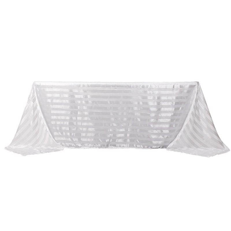 90x132 Inch Striped Satin Rectangular Tablecloth - Elegant Wedding Banquet Table Linen for Formal Dinners, Parties & Special Events