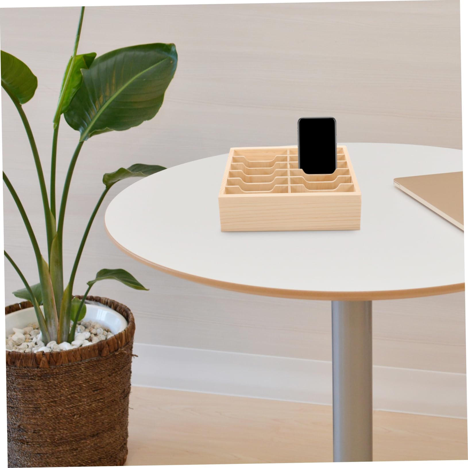 CANIGHT Wooden Phone Organizer Box - Stylish Mobile Phone Display Shelf with Cubes | Perfect for Home, Office, and Retail Store Organization