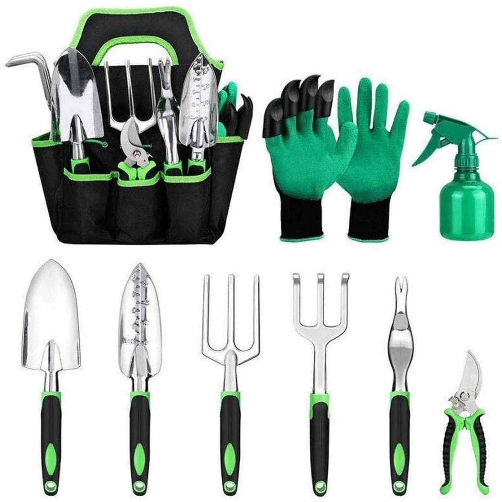 Premium 9-Piece Heavy Duty Garden Tools Set with Non-Slip Grip - Aluminum Gardening Kit Includes Storage Tote Bag - Perfect Outdoor Hand Tools for Planting, Weeding & Landscaping - Ideal Gift for Garden Lovers & Homeowners