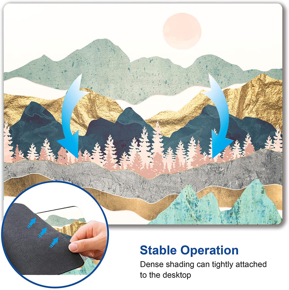 Premium Non-Slip Mouse Pad with Mountain Abstract Art - Hokafenle Office Desk Mat for Wireless/Laptop Mouse - Perfect for Gaming, Work & Home Office Use