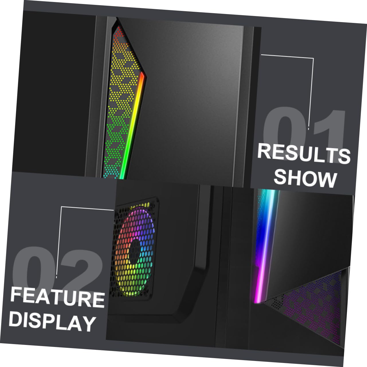 Mikikit Gaming PC Case - High Performance ATX Mid Tower Computer Chassis with Tempered Glass Side Panel & RGB Lighting - Perfect for Home Office, Gaming Setup, and Internet Cafe Use