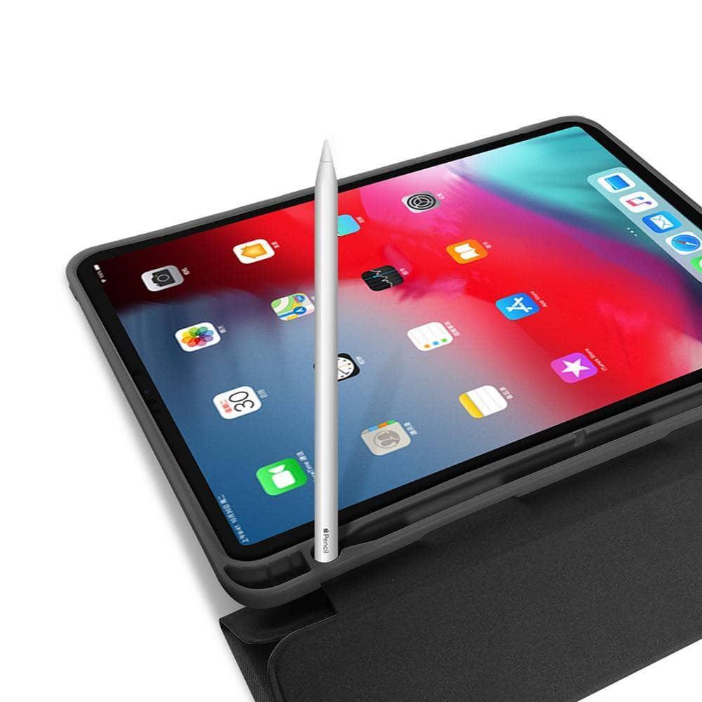 DUX DUCIS Genuine Leather iPad Pro 12.9 Case (2018 Model) with Apple Pencil Holder - Premium Protective Cover for Work, Travel & Home Office Use