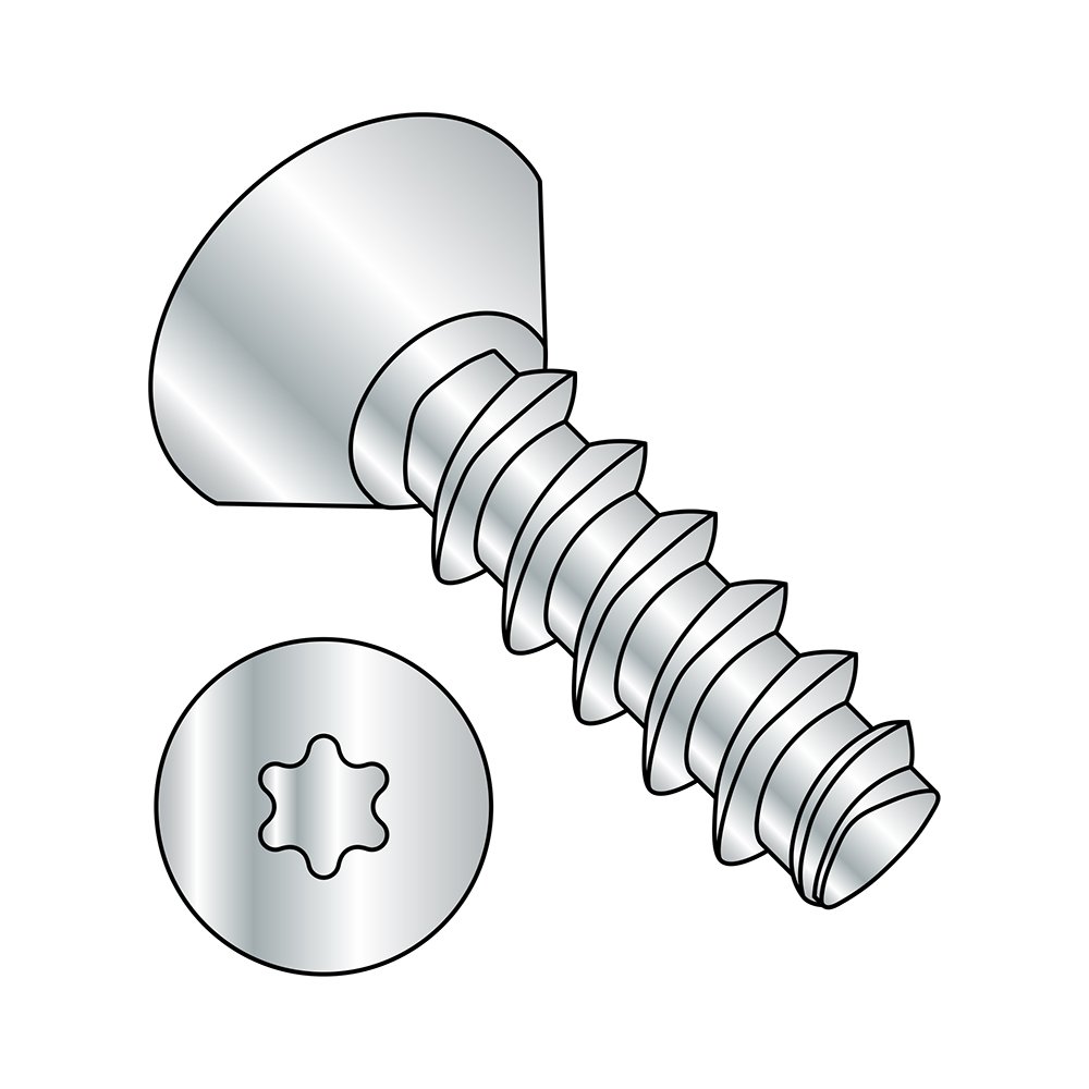 Small Parts 0604LTU Steel Thread Rolling Screw for Plastic, Zinc Plated, 82° Flat Head, Star Drive, #6-19 Thread, 1/4