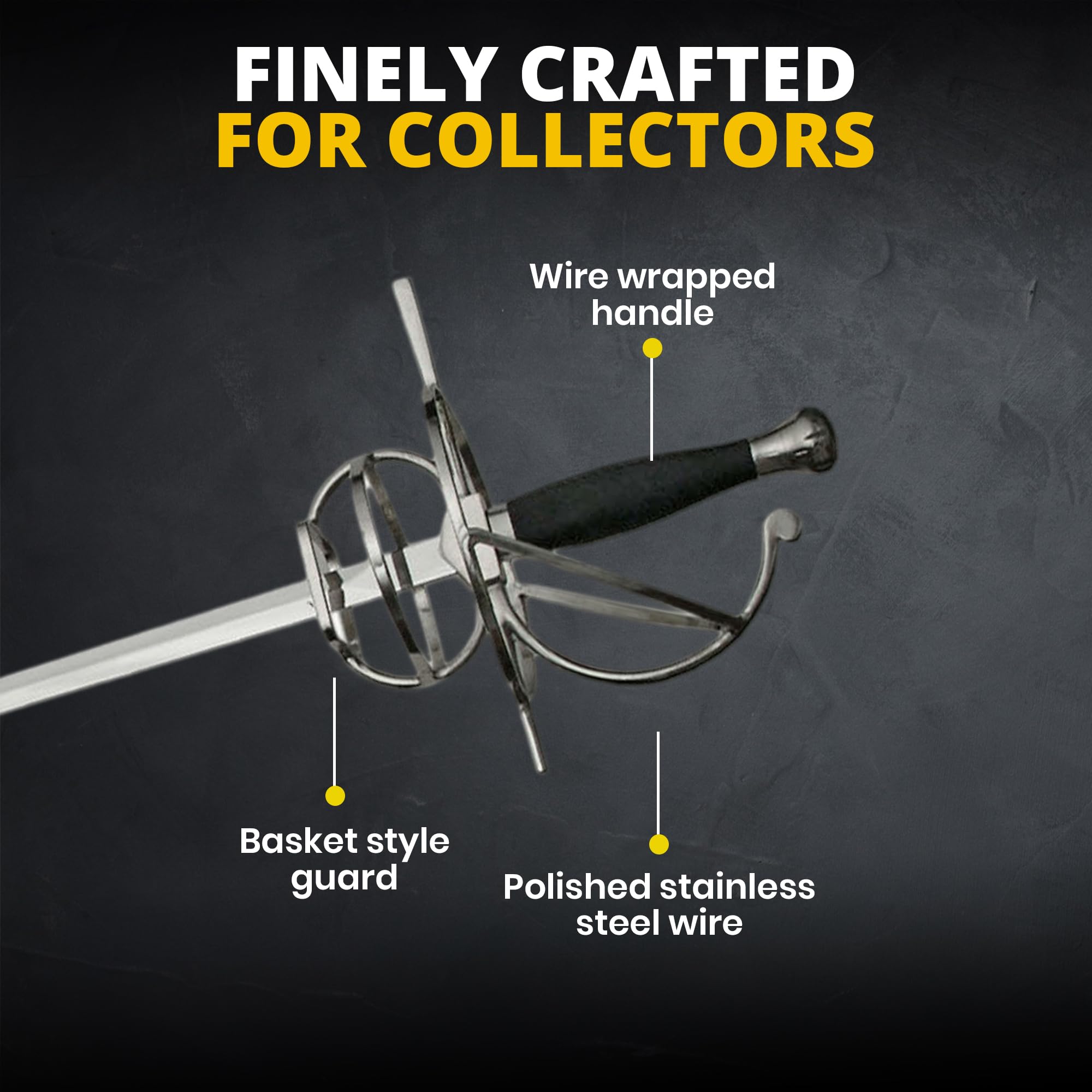 Szco Supplies Medieval Rapier Sword with Leather Scabbard - Authentic Renaissance Costume Accessory for LARP, Cosplay & Historical Reenactment