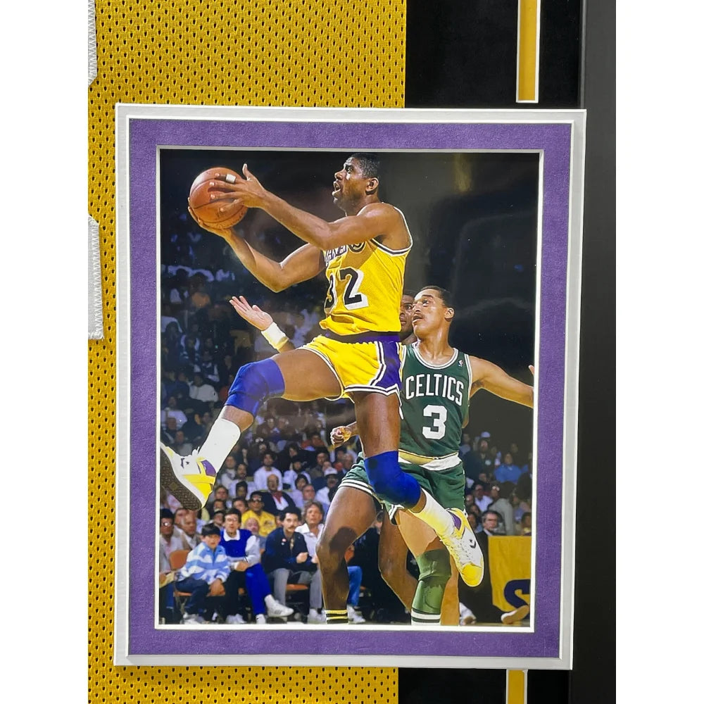 Magic Johnson Autographed Los Angeles Lakers Jersey - Framed NBA Memorabilia with BAS Beckett COA - Perfect for Sports Collectors, Man Cave Decor & Lakers Fan Gifts