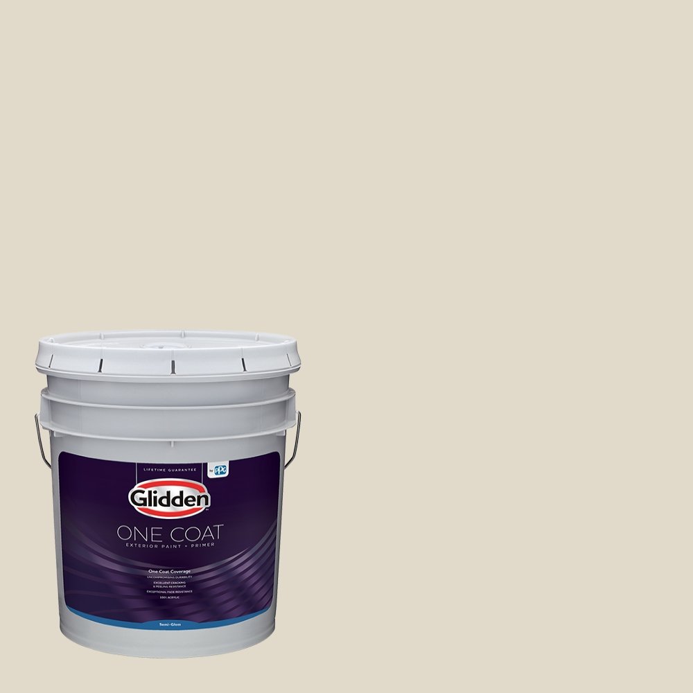 Glidden Exterior Paint and Primer in One - Greige/Antique White Semi-Gloss Finish, 5-Gallon Bucket for Long-Lasting Home Protection | Perfect for Siding, Fences & Outdoor Trim