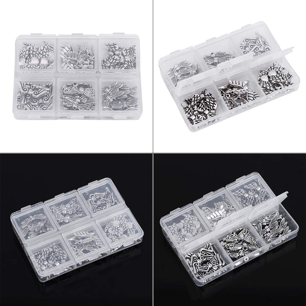 Angel Wing Jewelry Findings - Silver Tone Bead Charms for Necklace, Bracelet & DIY Craft Making - Perfect for Jewelry Supplies with Storage Box - Ideal for Gifts, DIY Projects & Angel Themed Jewelry