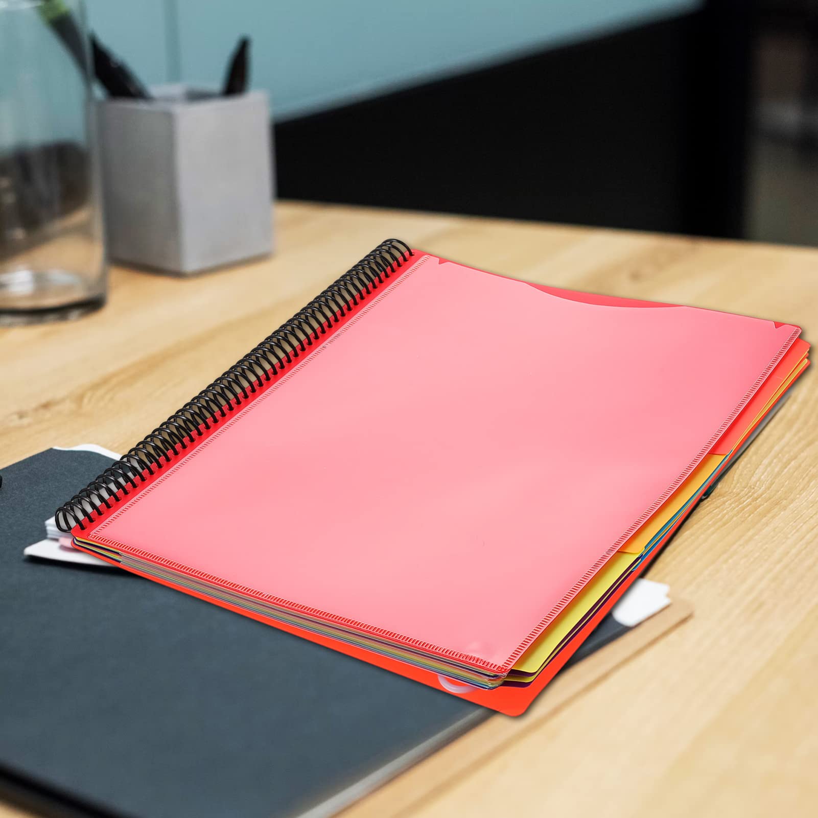 Operitacx Coil Notebook Folder - 6-Pack Organizer File Folders for Office, School & Home - Document Storage Holder with Durable Plastic Cover - Perfect for Classifying Papers, Receipts & Important Documents