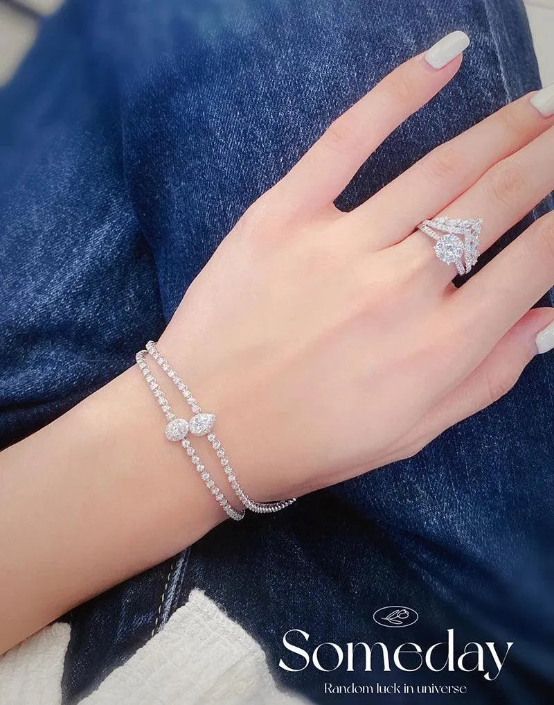 18K White Gold Diamond Bracelet for Women - Luxury Real Natural Diamond Engagement Bracelet, Shiny Classic High Jewelry - Perfect for Anniversaries, Weddings & Special Occasions