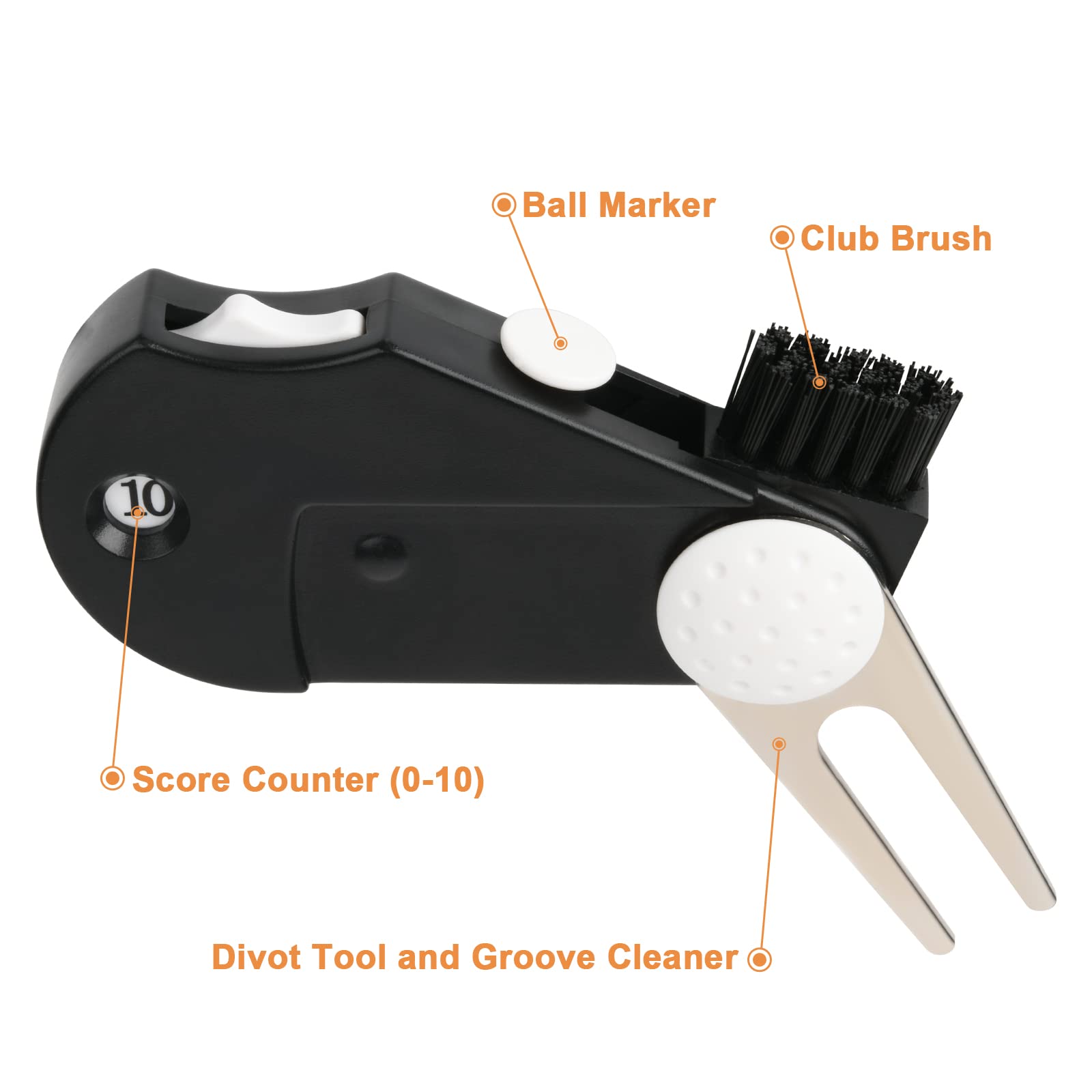 Cosmos 2-Pack Golf Multi-Tool Set - 5-in-1 Foldable Golf Accessory with Divot Repair Tool, Stroke Counter, Ball Marker, Club Brush & Groove Cleaner | Portable Golf Gift for Men & Women | Perfect for Course Maintenance & On-the-Go Players