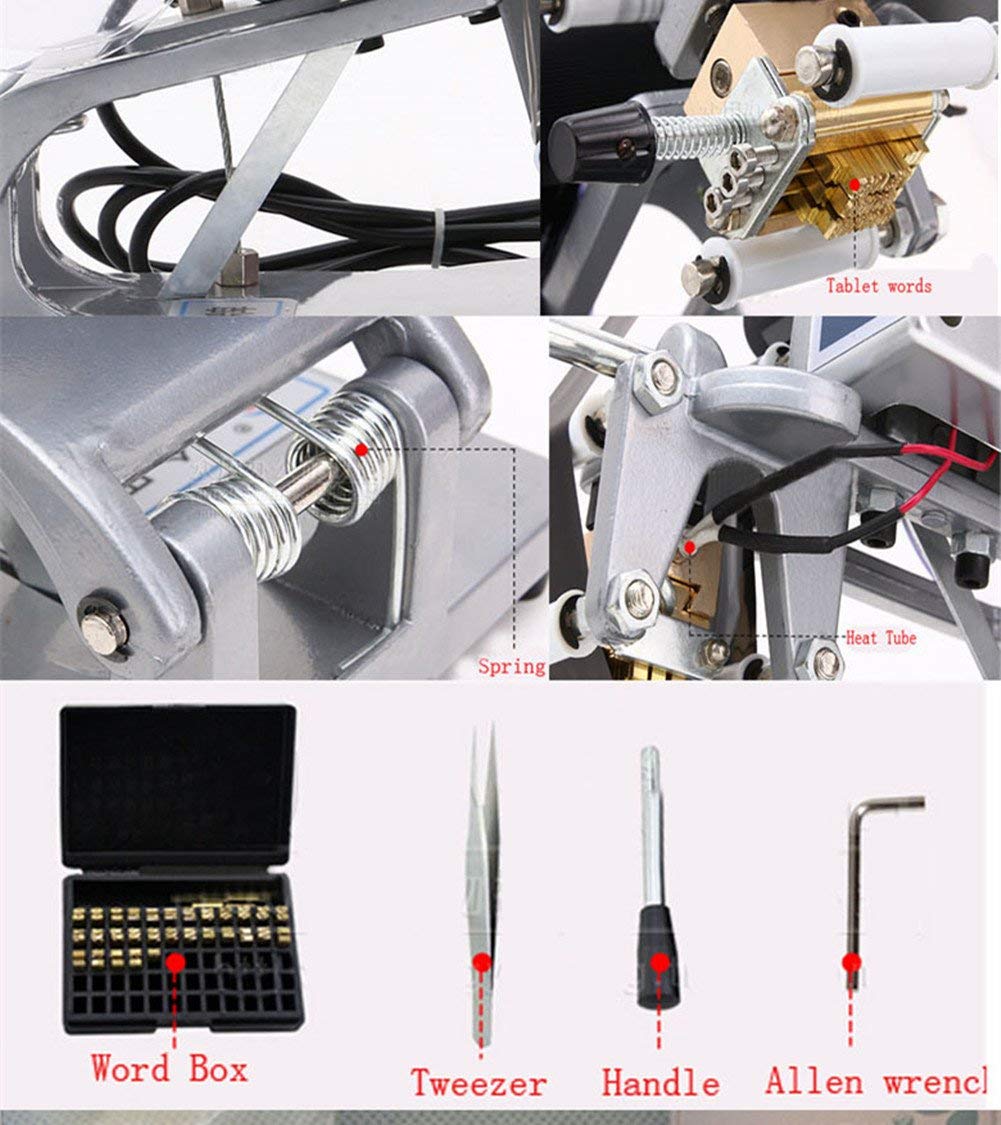 DY-8 Hot Stamp Date Coding Machine - 220V 60W Direct Thermal Label Printer with Date Ribbon for Food Packaging, Expiration Dating & Product Labeling - Industrial Grade Date Stamp Equipment for Manufacturing & Logistics