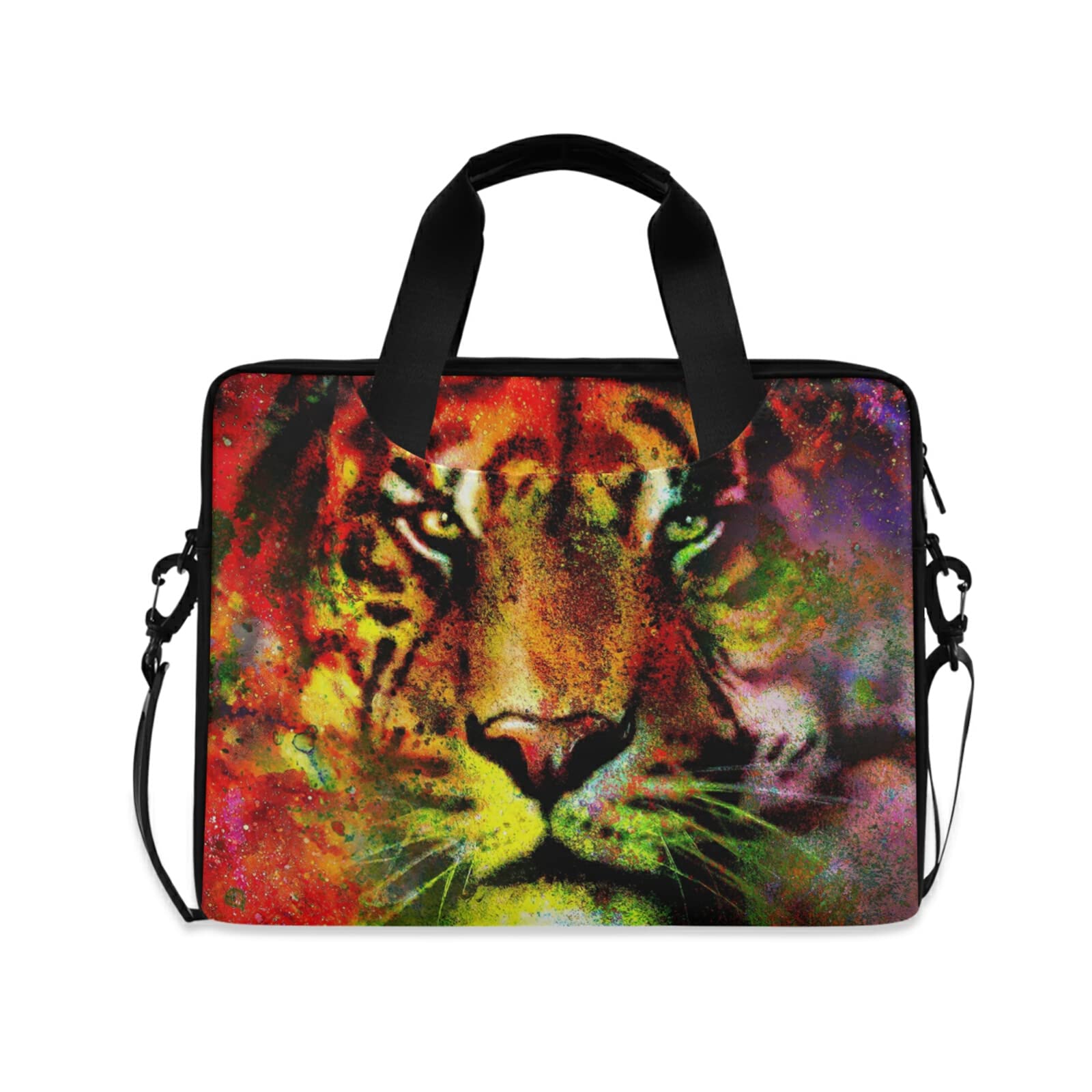 HUXINO Abstract Art Tiger Laptop Sleeve Case for 14 15.6 16 Inch Notebooks - Stylish Computer Bag for Men & Women with Shoulder Strap & Handle - Perfect for Work, School, and Travel