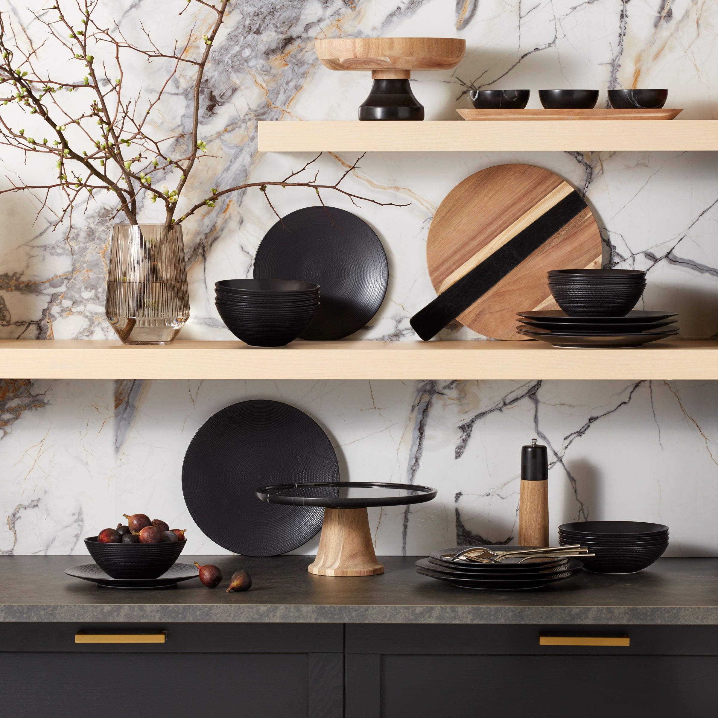 LX Collective Serving Tray with 3 Removable Dip Bowls - Perfect for Entertaining, Charcuterie Boards & Party Snacks