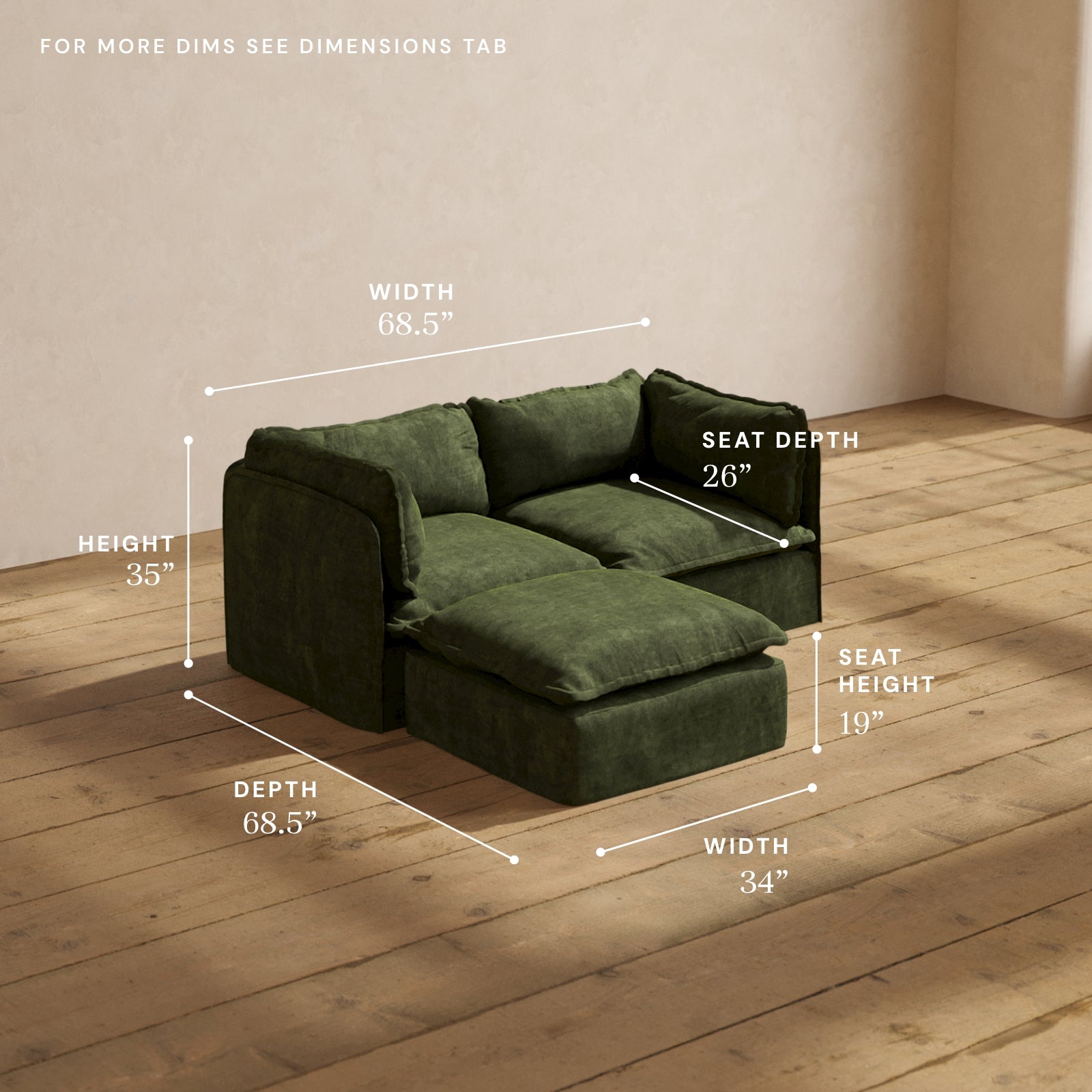 Premium Olive Green Modular 2-Seater Sectional Sofa with Deluxe Blend Fabric - Perfect for Living Room, Lounge & Small Spaces