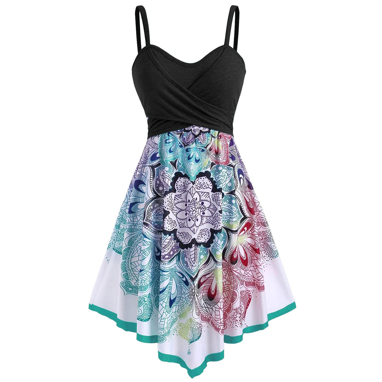 Women's Sleeveless Bohemian Floral Print Tunic Top - Casual Summer Blouse for Beach Party, Vacation & Outdoor Events