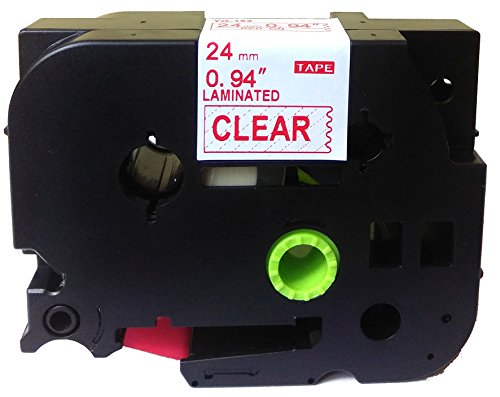 NEOUZA 5PK Brother P-Touch Laminated Tze TZ Label Tape Cartridge 24mm x 8m - 5 Color Set (Black, Red, Gold, Blue, White on Clear) for Office, Home & Retail Organization