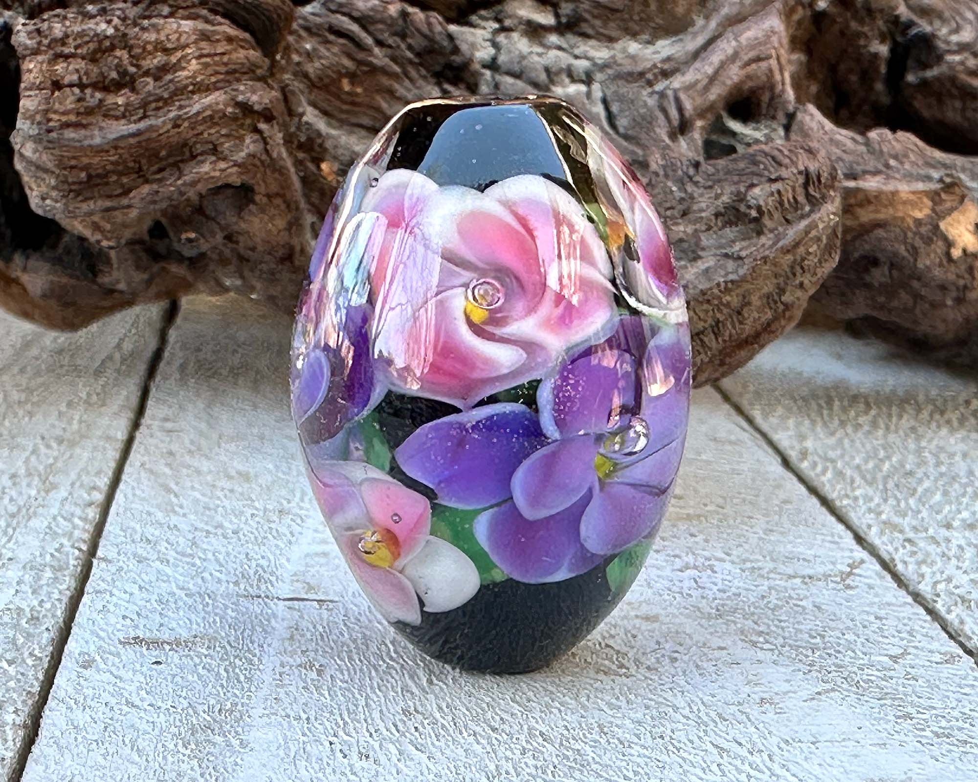 Handmade Floral Lampwork Glass Bead - Spring Blooms Focal Bead for Jewelry Making | DIY Necklace, Bracelet & Earrings Designs | Perfect for Crafters & Beading Enthusiasts