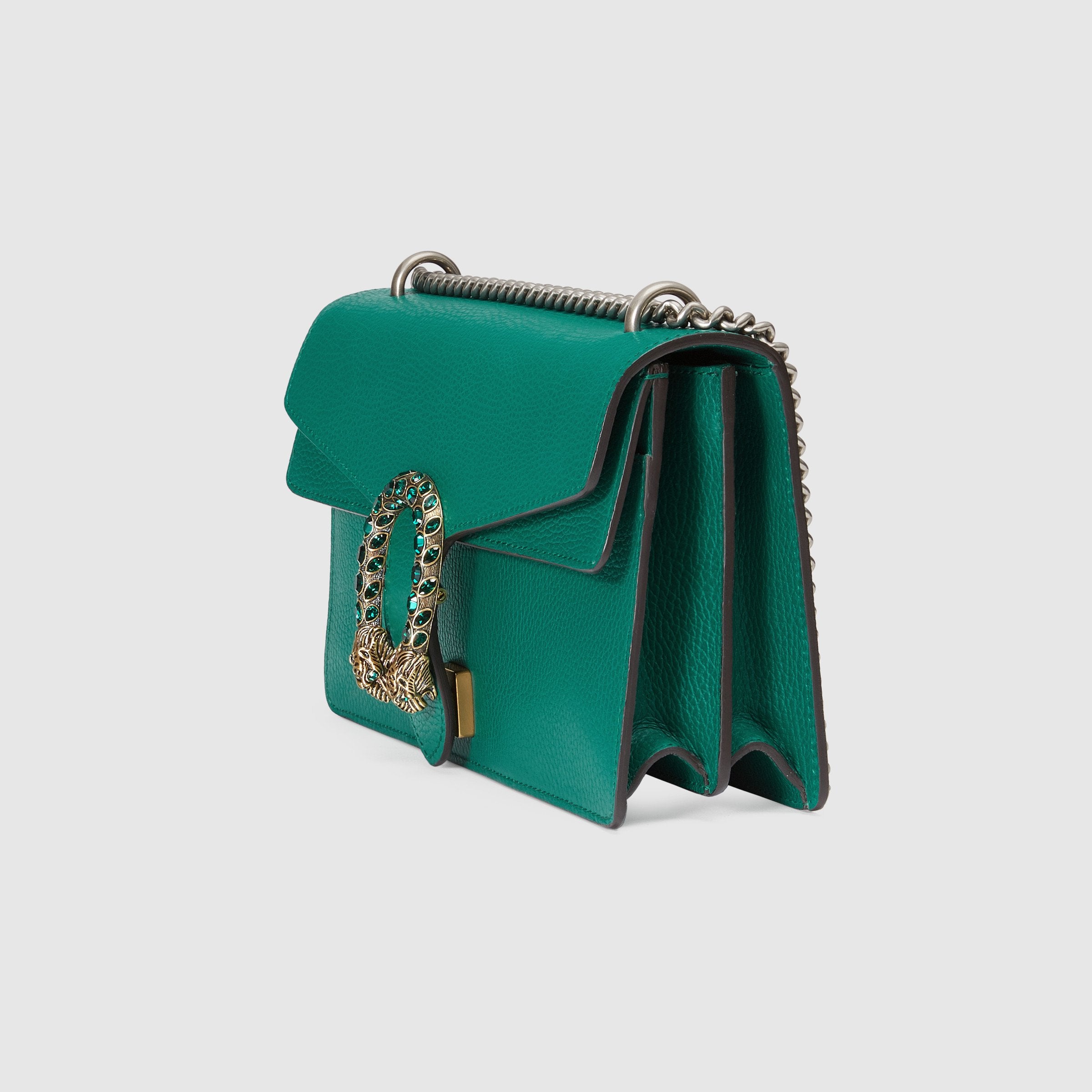 Gucci Dionysus Small Shoulder Bag for Women - Green Leather Crossbody Purse with Chain Strap - Perfect for Date Night, Parties & Evening Events