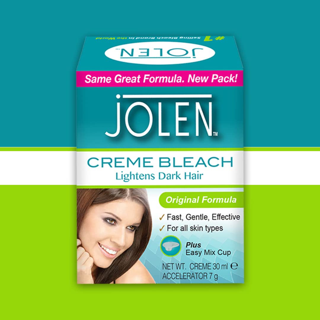 Jolen Creme Bleach Pot 30ml - Made in USA - Gentle Facial Hair Lightener for Women & Men - Perfect for Eyebrows, Upper Lip & Body Hair