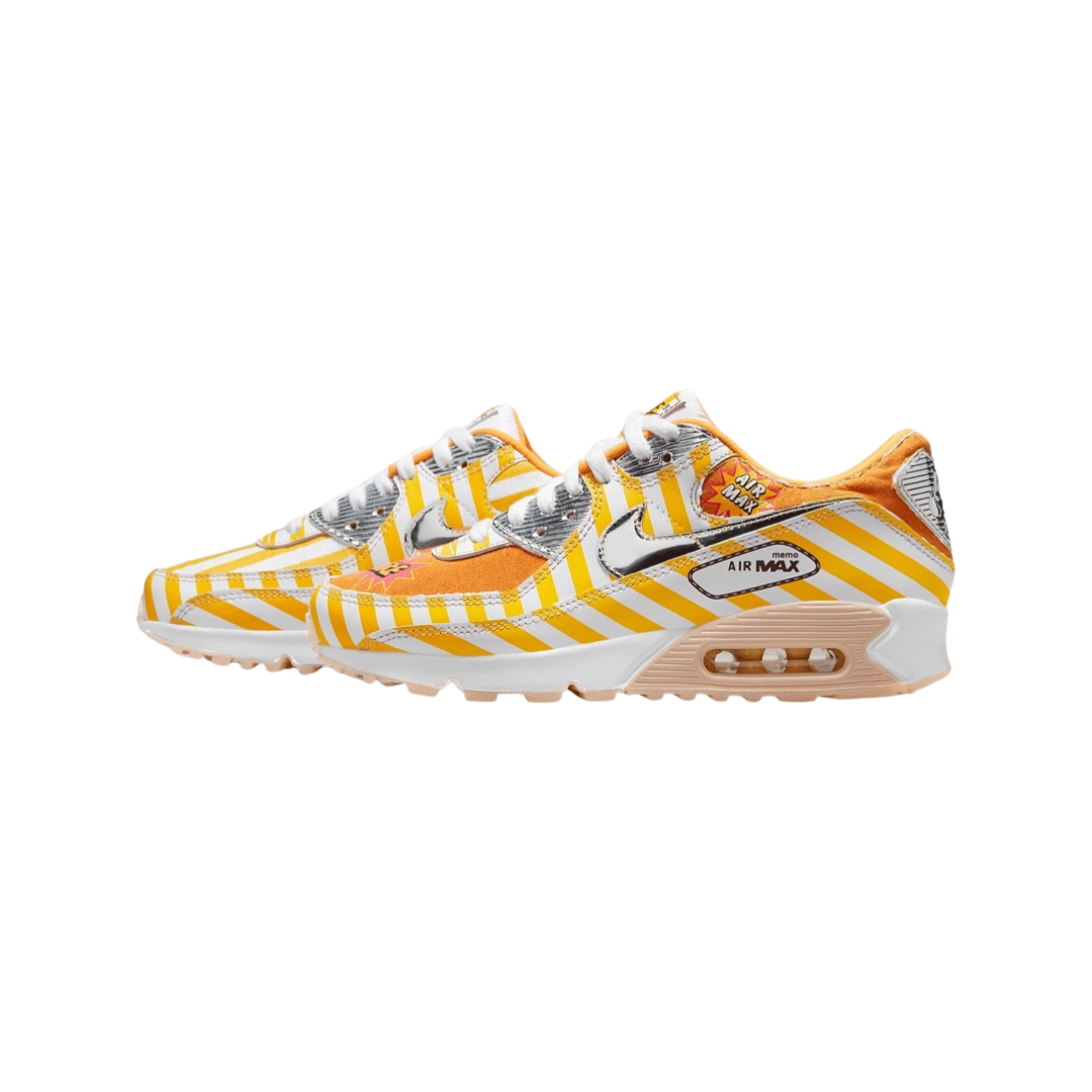 Nike Air Max 90 Sneakers - Fried Chicken Speed Yellow & Shimmer White - Running Shoes for Men & Women - Perfect for Casual Wear, Gym & Street Style