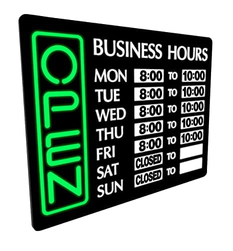 Newon 17x13 Inch Horizontal LED Open Sign - Ultra Bright Business Neon Light with Easy-Change Hours, Slim Profile Design for Restaurants, Bars & Retail Stores - Perfect for Storefront Windows, Nighttime Visibility & Attracting Customers