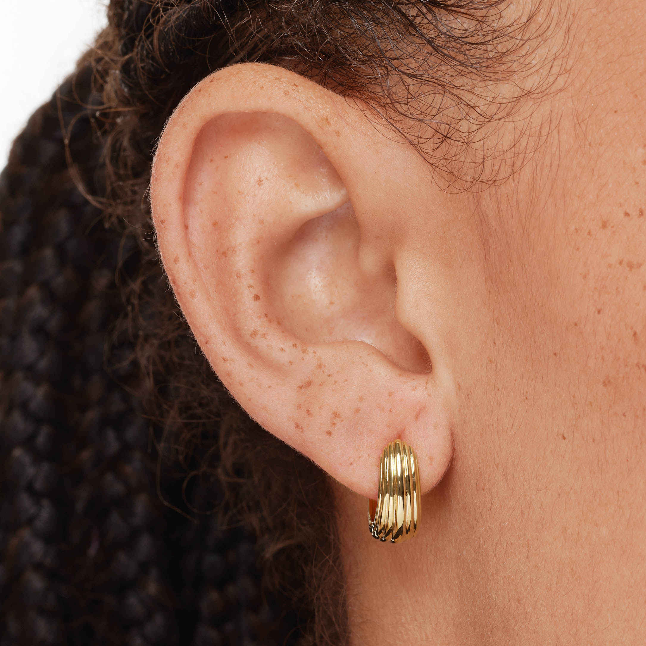 Gold Ribbed Dome Huggie Earrings - Minimalist Hoop Earrings for Women, Perfect for Everyday Wear & Special Occasions