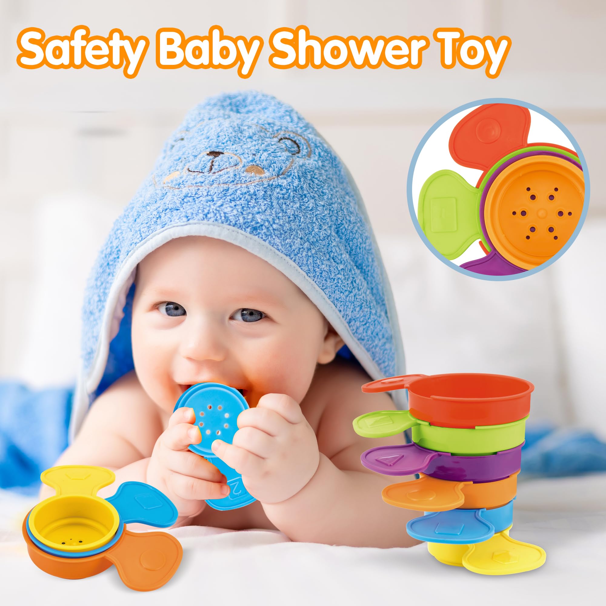 **Mold-Free Bath Toys for Toddlers 1-3 Years Old | 6PCS Rainbow Floating Bathing Spoons | Water Table & Sensory Toys for Babies 6-12 Months | Stacking & Early Learning Toys for 2-4 Year Old Boys & Girls | Perfect for Pool, Beach & Bathtime Play**
