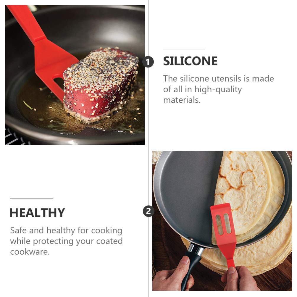2-Pack Heat-Resistant Silicone Spatulas for Cooking & Baking - Non-Stick Kitchen Utensil Set with Shovel Cream Design - Perfect for Flipping Steaks, Mixing Batter & Serving Desserts