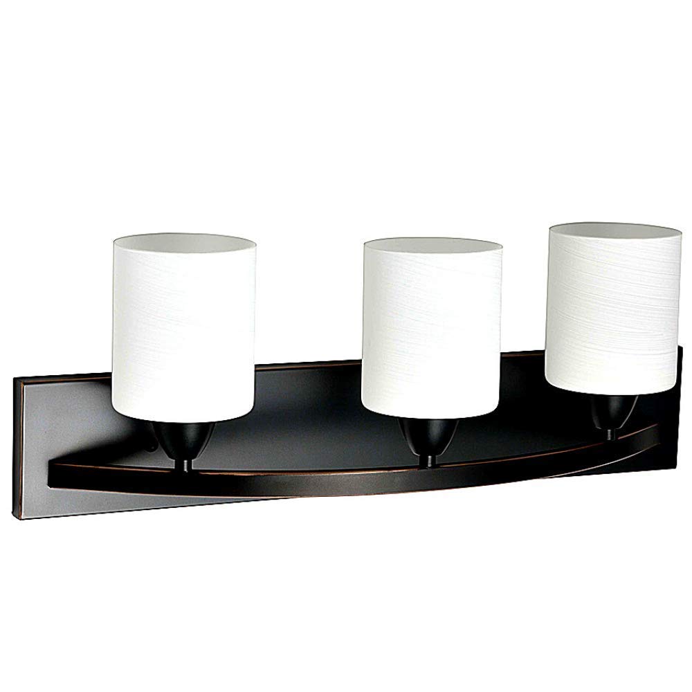 Oil Rubbed Bronze Vanity Light Bar - 3-Light Bathroom Mirror Lighting Fixture with Modern Glass Shade | Wall Sconce for Bathroom, Powder Room & Dressing Area
