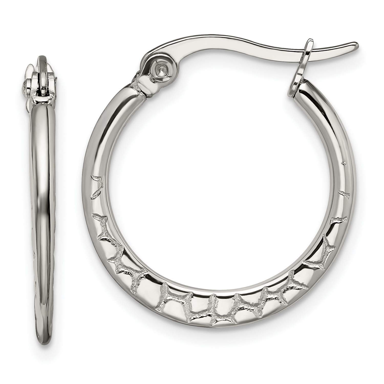 Stainless Steel 20mm Textured Hoop Earrings for Women - 21.8x19.6mm Hypoallergenic Dangle Earrings - Perfect for Everyday Wear, Parties & Gifts