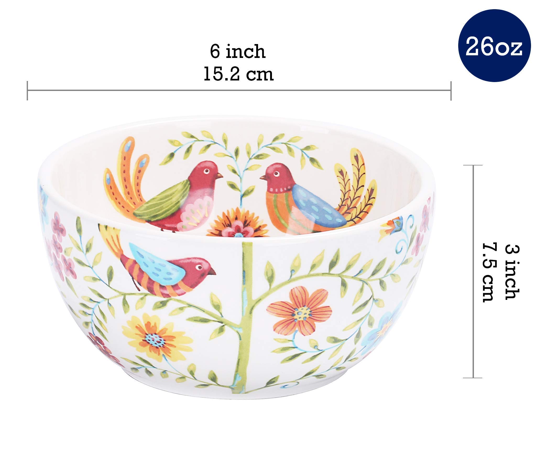 Bico Red Spring Bird Ceramic Dinnerware Set - 12 Piece Service for 4 with 11