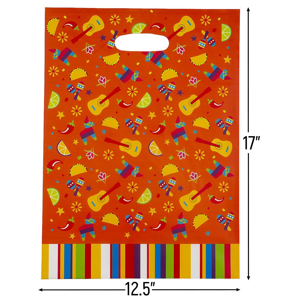 Fun Express Fiesta Goody Bags - 50 Piece Party Favor Set for Birthday Celebrations, Pinatas & Kids Events - Colorful Mexican Theme Party Supplies