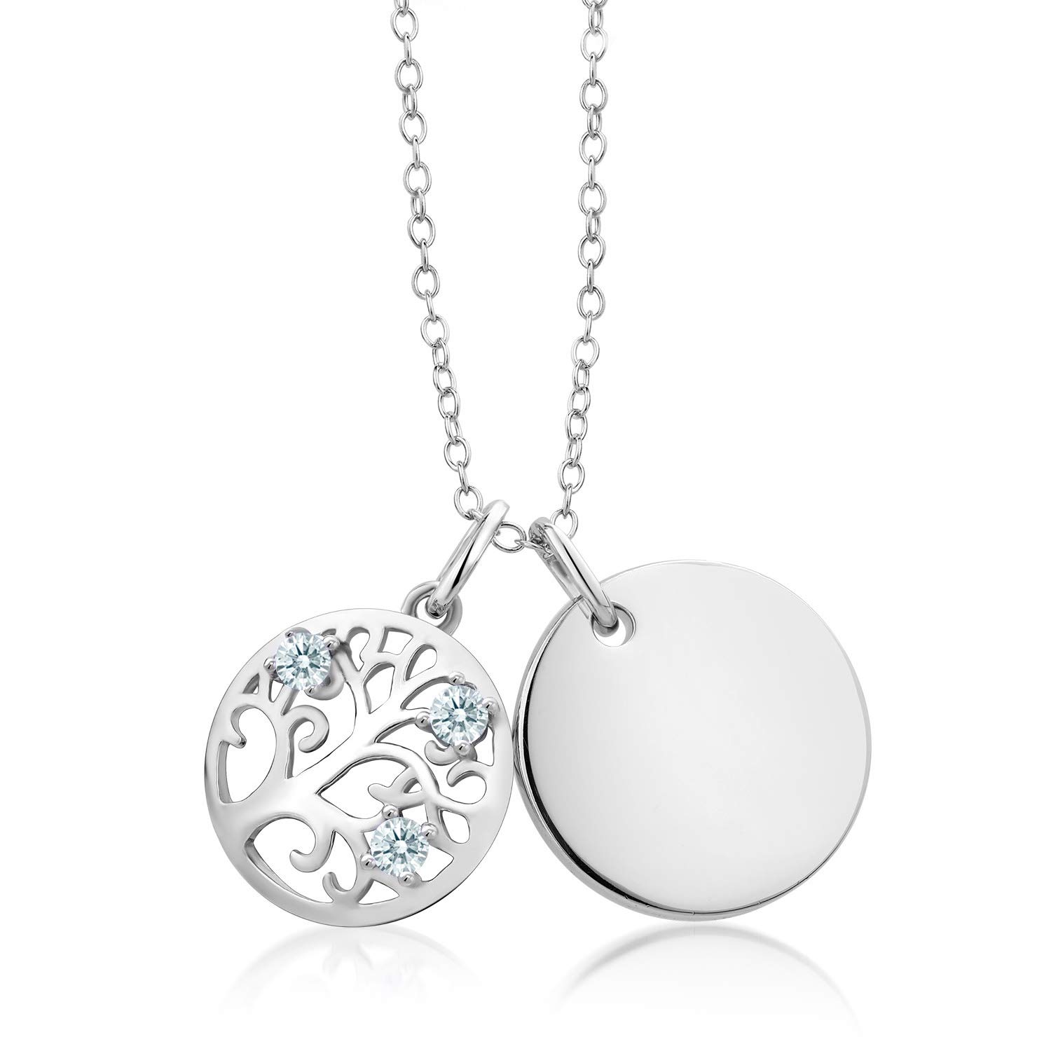 925 Sterling Silver Pendant Necklace Set with Round White Zirconia Gemstones - Elegant Jewelry Gift for Women, Perfect for Weddings, Anniversaries & Special Occasions