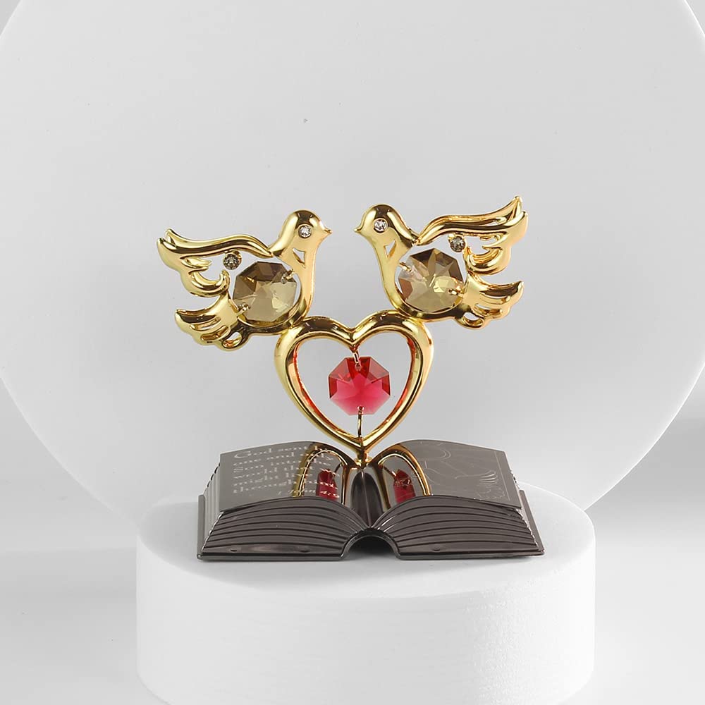 Crystocraft Mini Bible with Austrian Crystals - Elegant Dove & Heart Figurine Decor for Home, Office, Gift for Mother's Day, Birthday, Christmas, Baptism | Perfect for Christian Home Decor, Wedding Favors & Spiritual Gifts