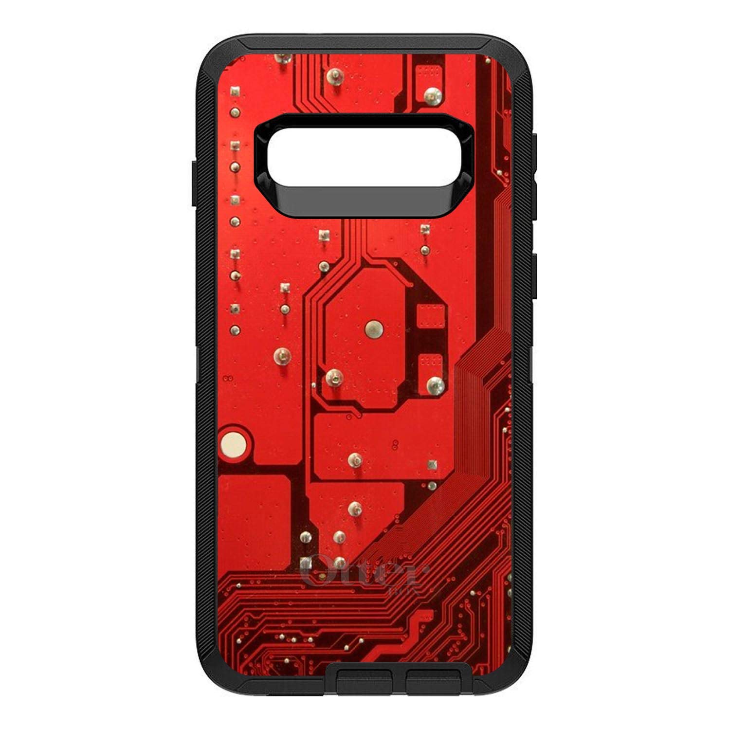 Premium Samsung Galaxy S10+ & S10 5G Case (6.4 Inch) - Shockproof Protective Cover with Red Circuit Board Design - Durable Replacement for OtterBox Defender - Perfect for Work, Travel & Outdoor Activities