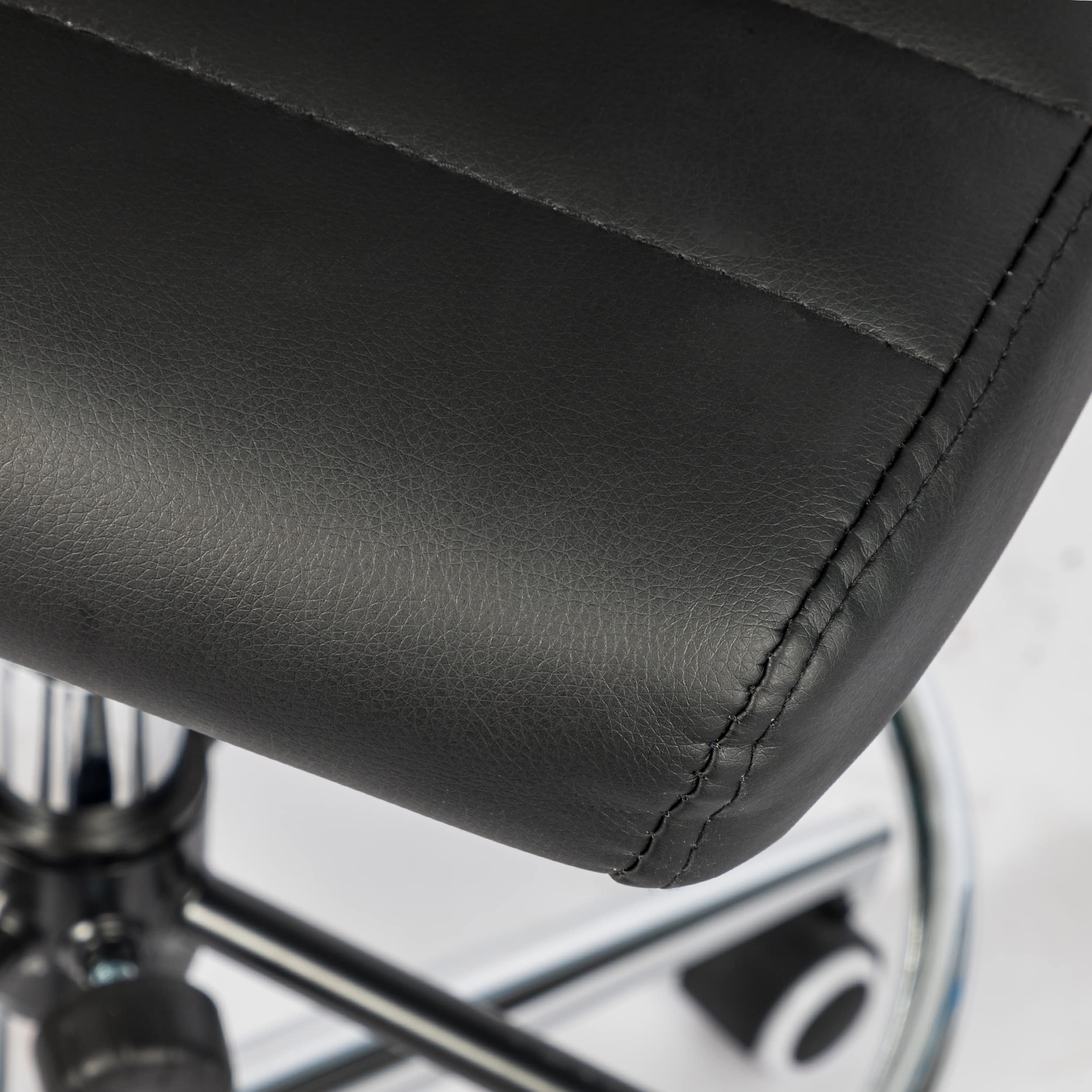 Okeysen Armless Drafting Chair - Adjustable Height PU Leather Office Chair for Standing Desks, Mid Back Support Rolling Stool with Footrest - Perfect for Home Office, Studio & Architectural Workspaces