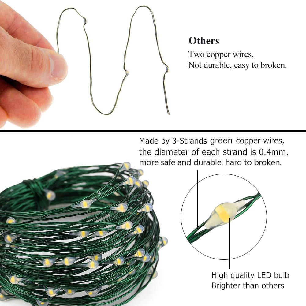 300 LED Fairy String Lights - 99ft Waterproof Green Copper Wire Plug-in Lights for Indoor & Outdoor Decor | Bedroom, Patio, Garden, Christmas Tree | Cool White LED Lights for Romantic Ambiance & Holiday Lighting