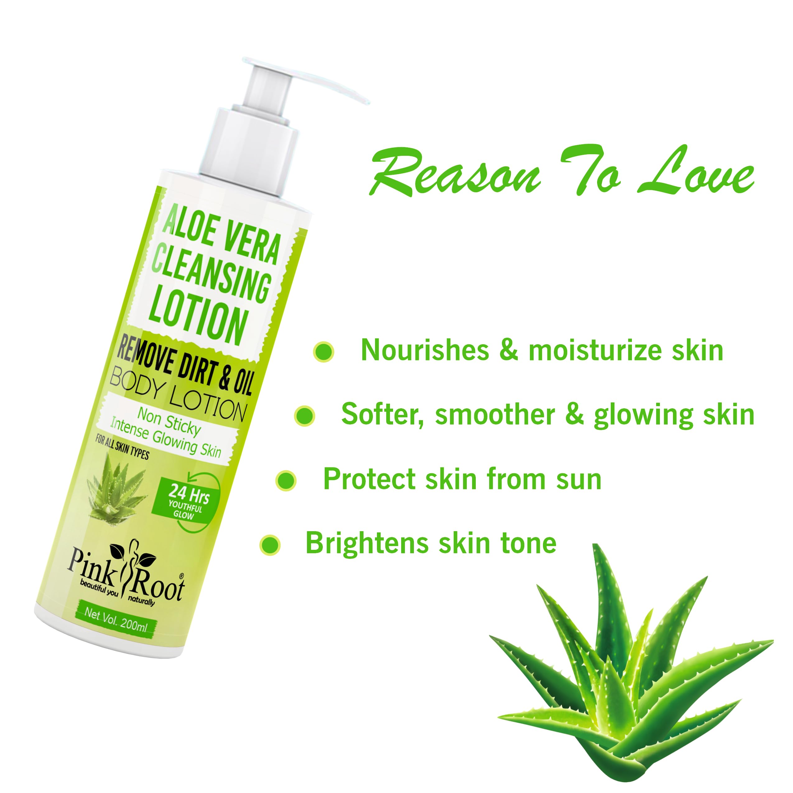 Organic Pink Root Aloe Vera Cleansing Milk 200ml & Neem Cream 500gm Set - Hydrating Facial Cleanser & Anti-Acne Moisturizer for Sensitive Skin | Daily Skincare Routine, Spa Treatment, Post-Sun Care
