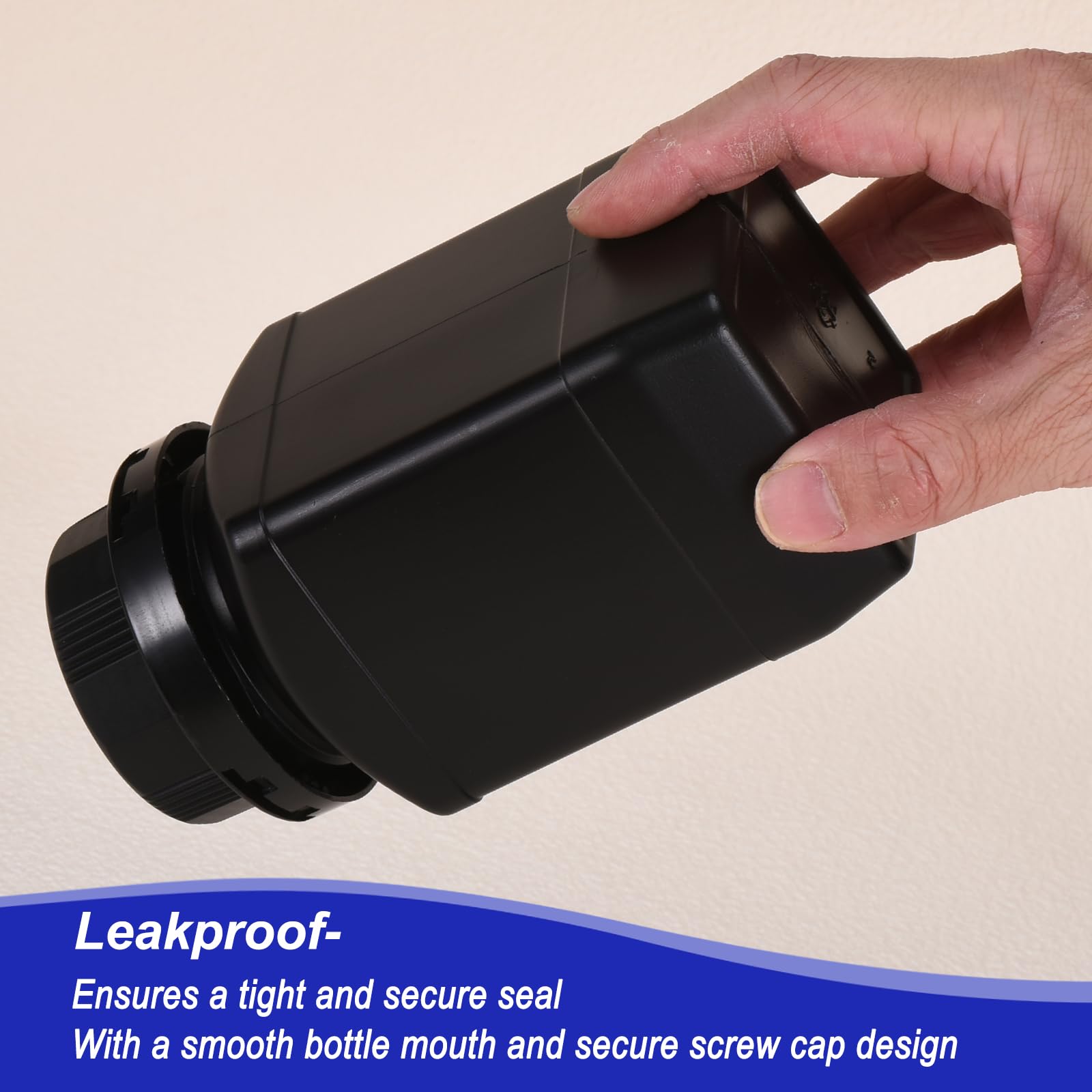 PATIKIL 5-Pack 500ml HDPE Wide Mouth Square Reagent Bottles with Screw Cap - Leak-Proof Lab Storage for Chemicals, Water, Liquids & Solid Samples (Black) - Ideal for Science Experiments, Classroom Labs & Industrial Use