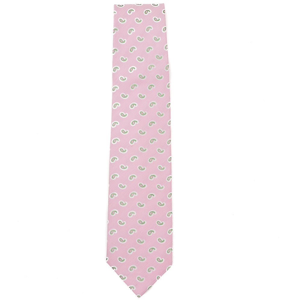 Isaia 7-Fold Paisley Jacquard Silk Tie for Men - Luxury Formal Necktie for Weddings, Business & Special Occasions