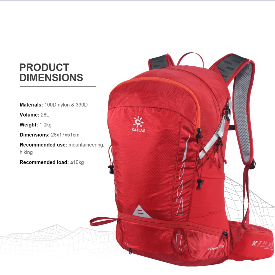 KAILAS Q-WIND II 28L Lightweight Waterproof Hiking Backpack for Men & Women - Daypack with Rain Cover for Outdoor Travel & Camping - Perfect for Day Hikes, Commuting & Adventure Trips