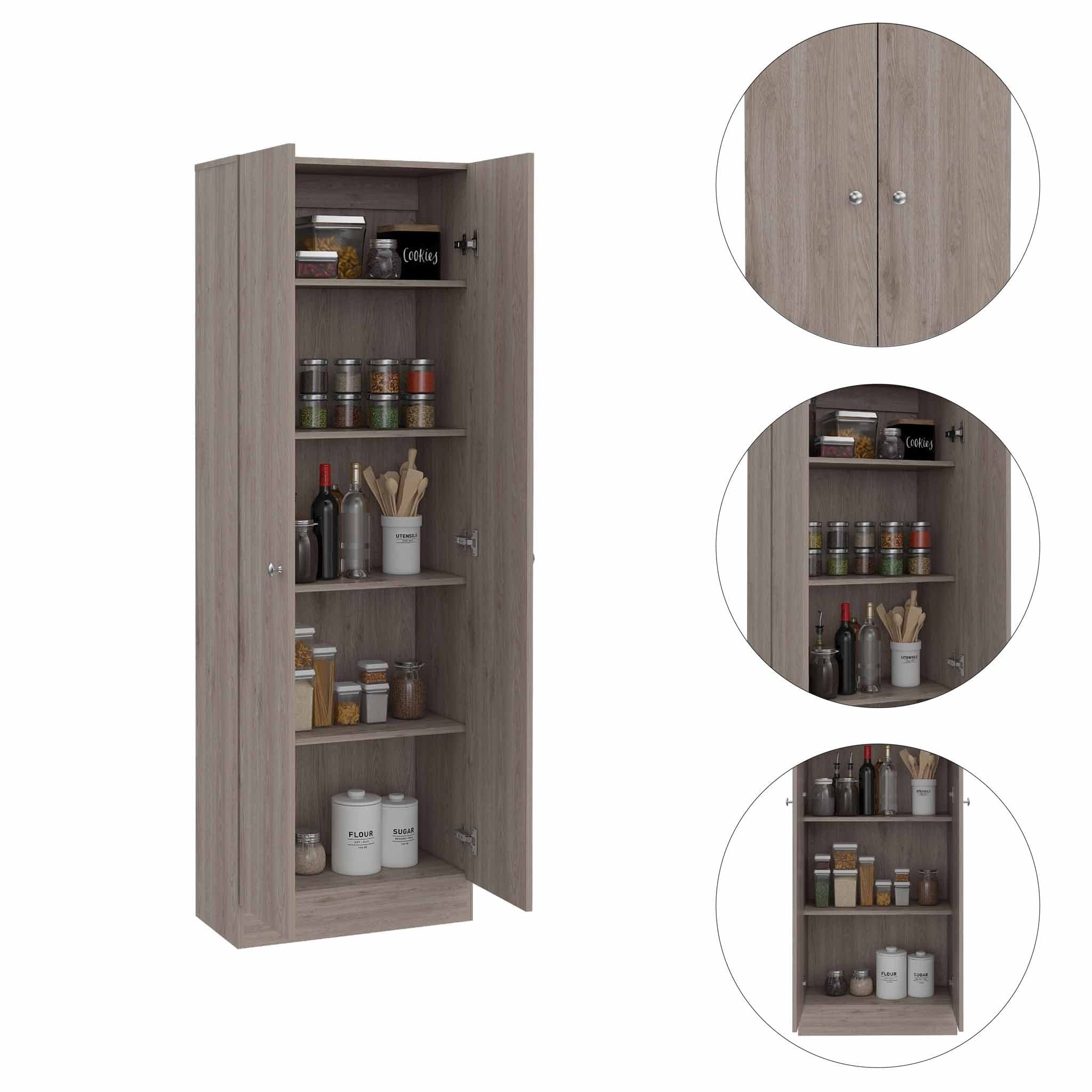 Virginia Double Door Storage Cabinet with 5 Adjustable Shelves, Light Gray - Perfect for Home, Office, Garage & Closet Organization