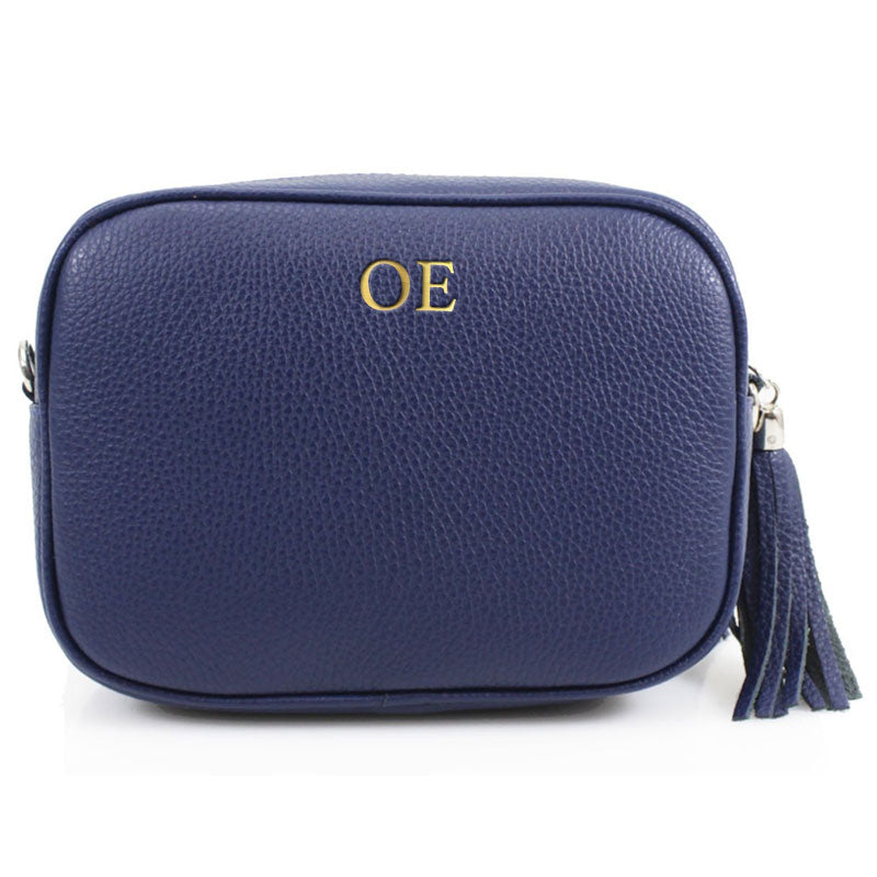Carnaby Of London Embossed Initial Gold Leather Crossbody Bag for Women - Stylish Designer Handbag for Everyday Use, Work, and Travel