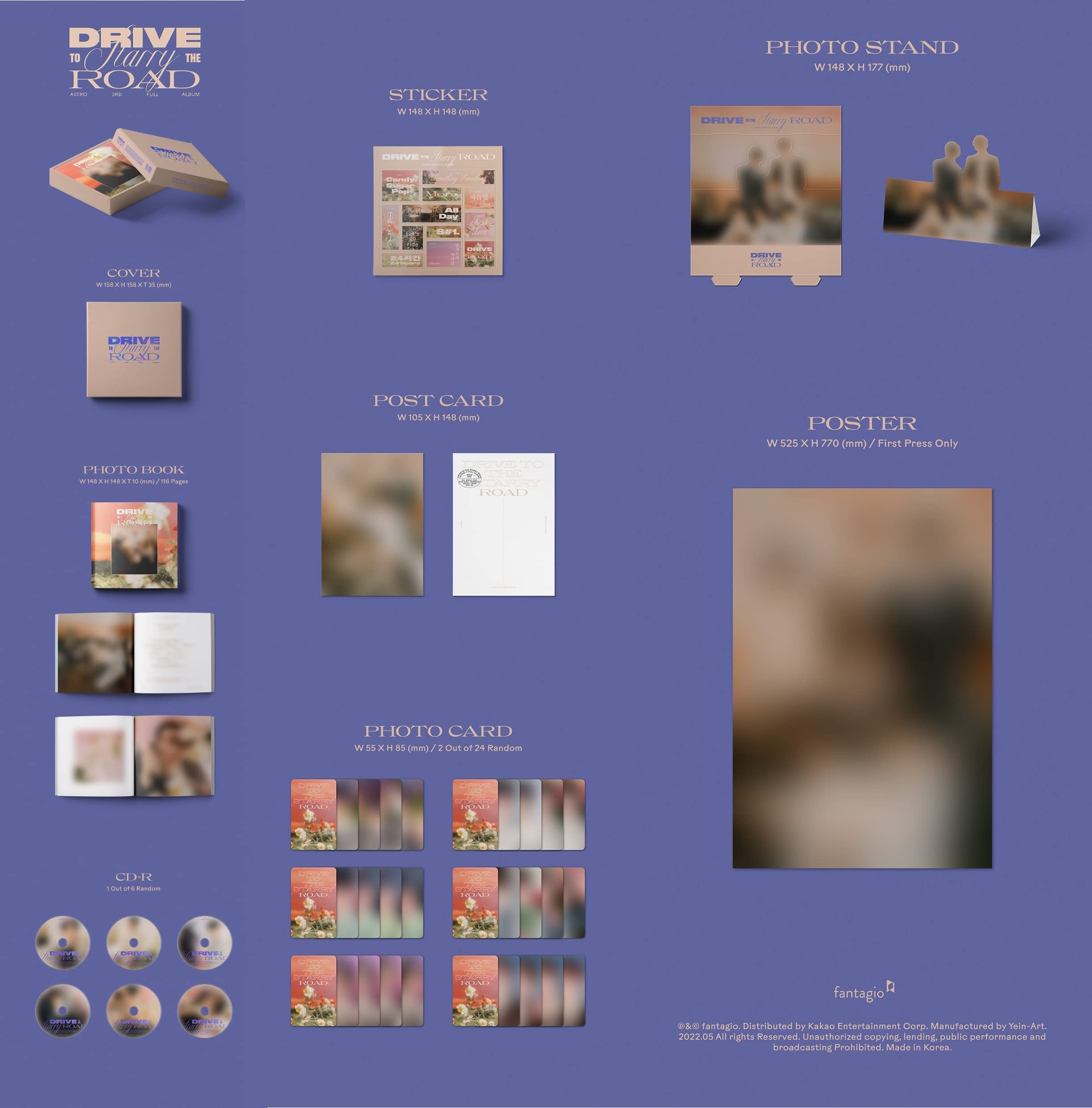 Astro - Drive to The Starry Road [Full Set] 3rd Album + Pre-Order Bonus (3 CDs, K-POP eBook, Stickers, Photocards) | K-POP Collectibles for Fans, Perfect for Gifts & Display
