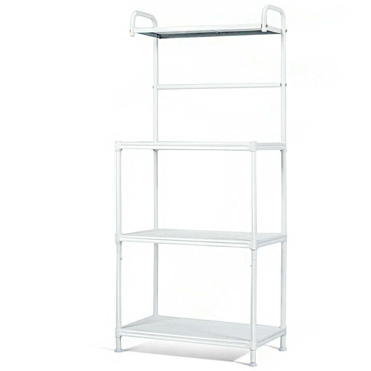 VioliytyC 4-Tier White Baker's Rack - Microwave Oven Stand, Kitchen Storage Organizer with Shelves for Pantry, Spice & Baking Supplies - Perfect for Small Spaces & Apartment Living