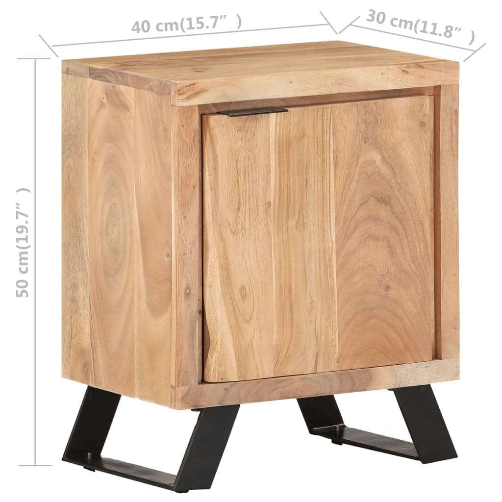 Modern Acacia Wood Nightstand with Live Edges - 15.7